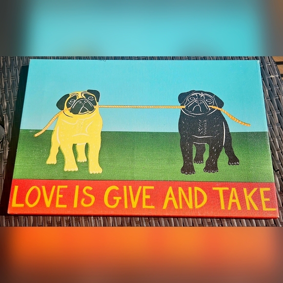 Love Is Give And Take Canvas Portrait Painting - Picture 1 of 5